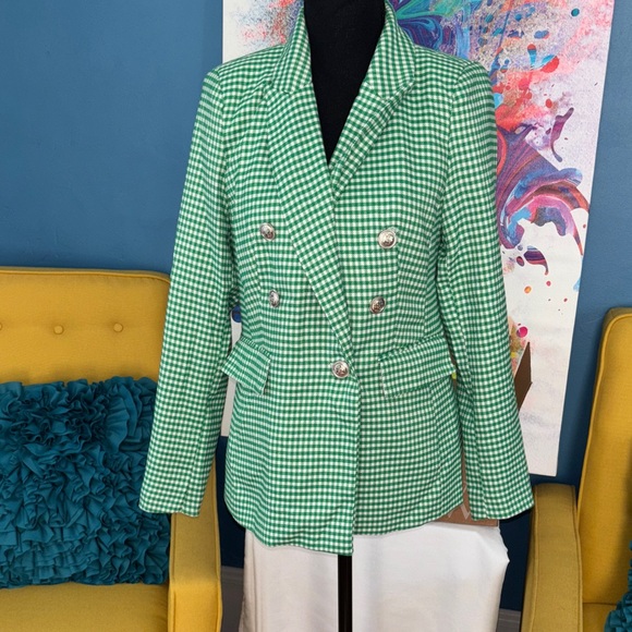 Autres filles Jackets & Blazers - Elegant Green Checkered Women's Blazer